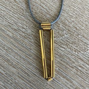 India Hicks Gold Tone Pendant Necklace on Olive Fabric - Adjustable Length